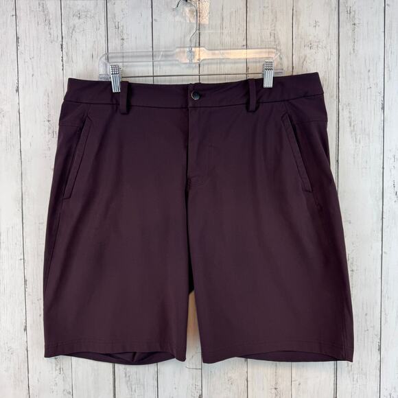 Lululemon Burgundy The Works Golf Short 11" Chino Shorts Size 38 Warpstreme - Picture 3 of 15